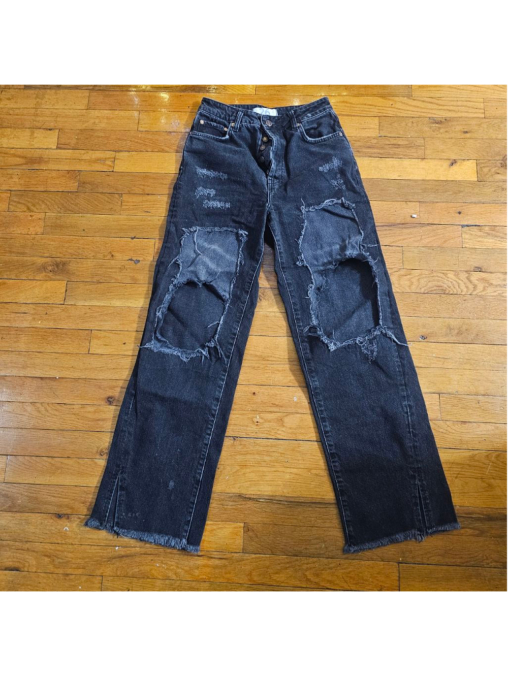 Free People Black Distressed Jeans Size 26